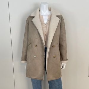 MANGO Oversized Double-face Coat in Stone